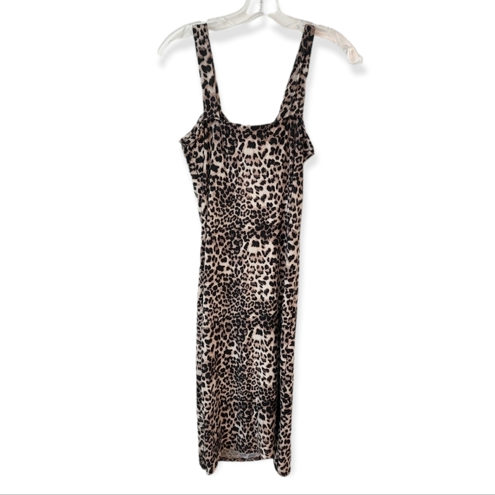 💜 No comment tie front leopard print midi dress